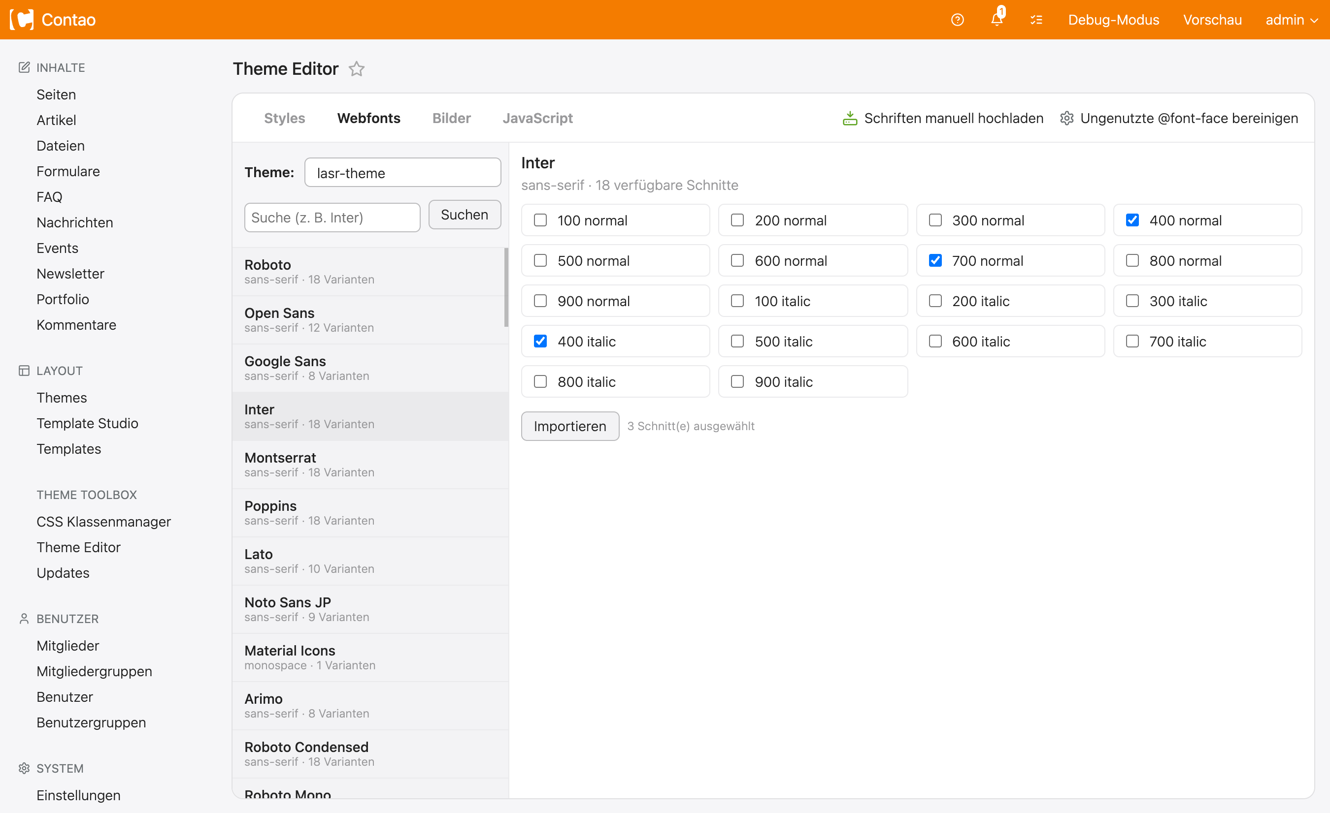 Theme Editor – Webfonts